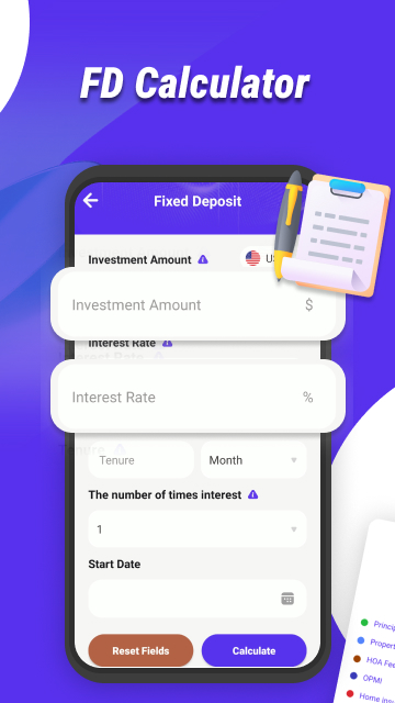Simple Finance Calc app screen
